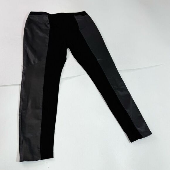 Classiques Entier Pants Womens 10 Lamb Leather Panels Black Skinny Moto - Picture 8 of 9